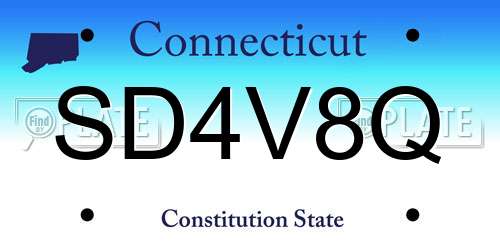 SD4V8Q Connecticut License Plate