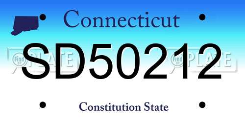 SD50212 Connecticut License Plate