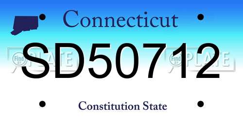 SD50712 Connecticut License Plate