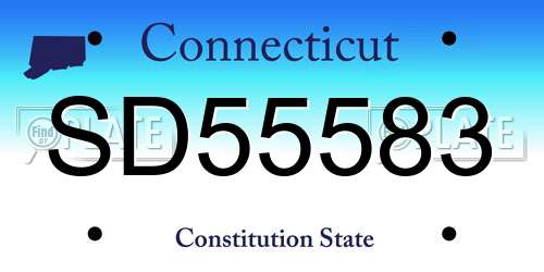 SD55583 Connecticut License Plate