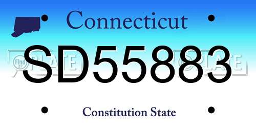 SD55883 Connecticut License Plate