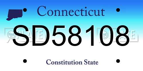 SD58108 Connecticut License Plate