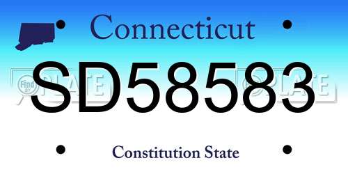 SD58583 Connecticut License Plate