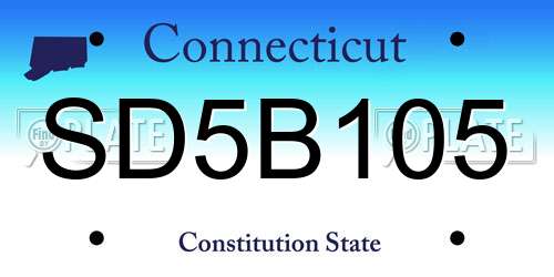 SD5B105 Connecticut License Plate