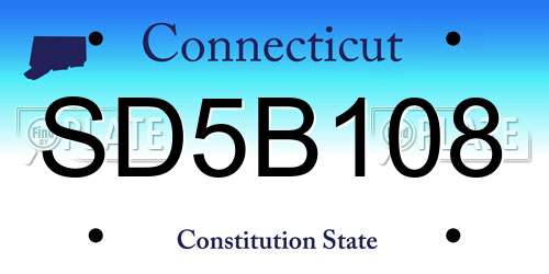 SD5B108 Connecticut License Plate