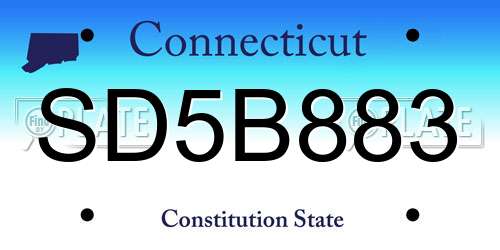 SD5B883 Connecticut License Plate