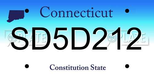 SD5D212 Connecticut License Plate