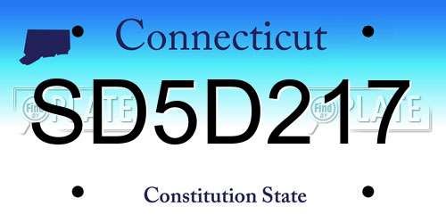 SD5D217 Connecticut License Plate