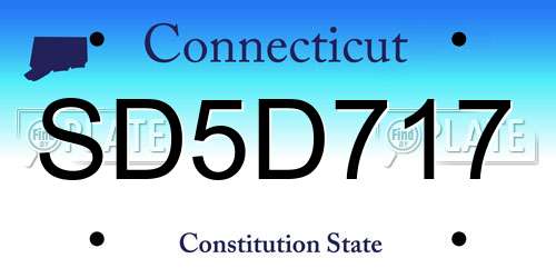 SD5D717 Connecticut License Plate