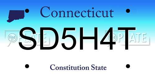 SD5H4T Connecticut License Plate