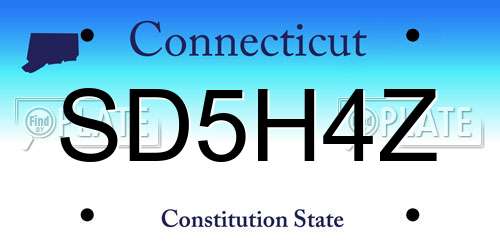 SD5H4Z Connecticut License Plate