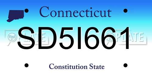 SD5I661 Connecticut License Plate