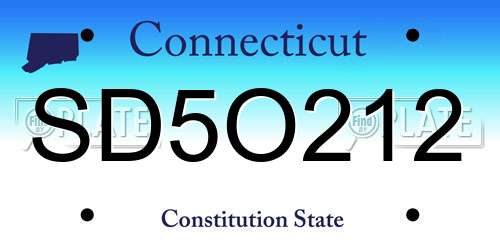SD5O212 Connecticut License Plate
