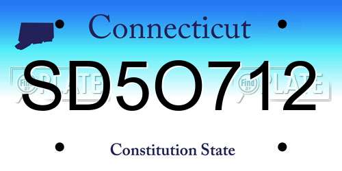 SD5O712 Connecticut License Plate