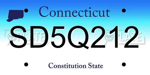 SD5Q212 Connecticut License Plate