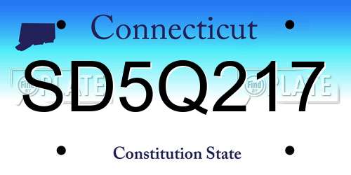 SD5Q217 Connecticut License Plate