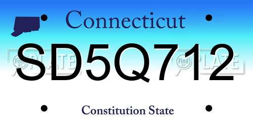 SD5Q712 Connecticut License Plate