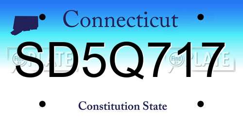SD5Q717 Connecticut License Plate