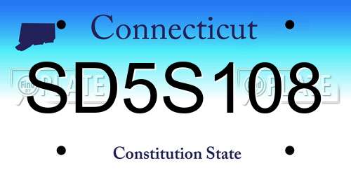 SD5S108 Connecticut License Plate