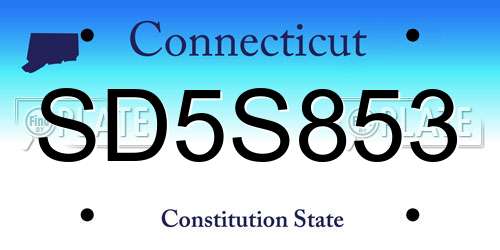 SD5S853 Connecticut License Plate