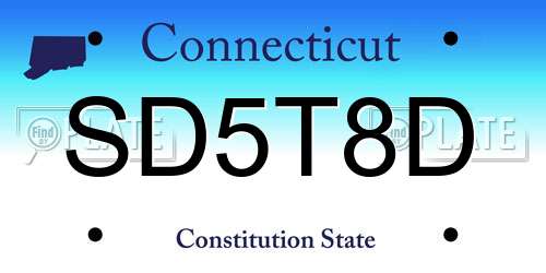 SD5T8D Connecticut License Plate