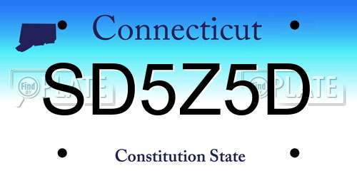 SD5Z5D Connecticut License Plate