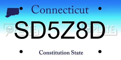 SD5Z8D Connecticut License Plate