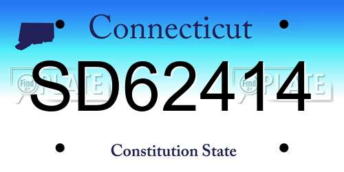 SD62414 Connecticut License Plate