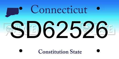 SD62526 Connecticut License Plate