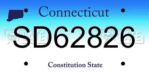 SD62826 Connecticut License Plate