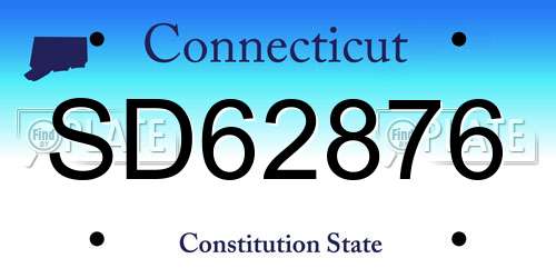 SD62876 Connecticut License Plate