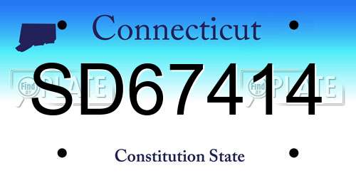 SD67414 Connecticut License Plate