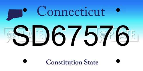 SD67576 Connecticut License Plate