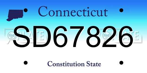 SD67826 Connecticut License Plate