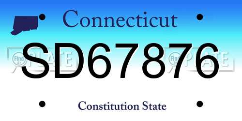 SD67876 Connecticut License Plate