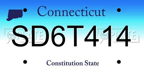 SD6T414 Connecticut License Plate