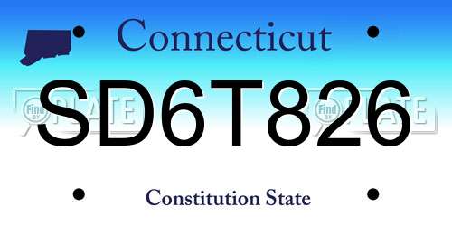 SD6T826 Connecticut License Plate