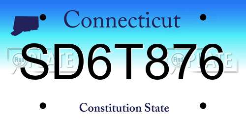 SD6T876 Connecticut License Plate
