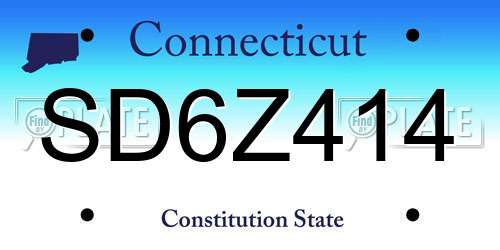 SD6Z414 Connecticut License Plate