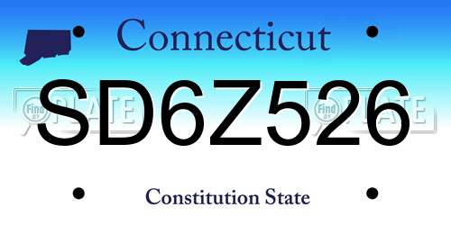 SD6Z526 Connecticut License Plate