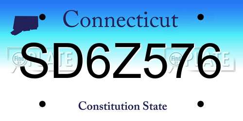 SD6Z576 Connecticut License Plate