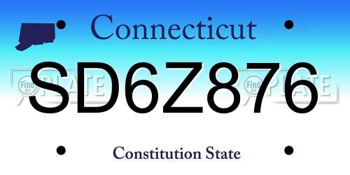 SD6Z876 Connecticut License Plate