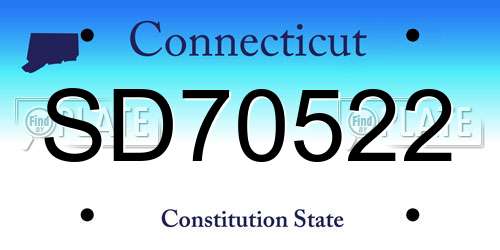 SD70522 Connecticut License Plate