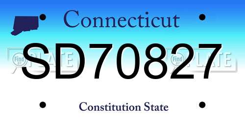 SD70827 Connecticut License Plate