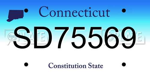 SD75569 Connecticut License Plate