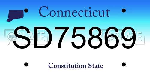 SD75869 Connecticut License Plate