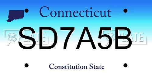 SD7A5B Connecticut License Plate