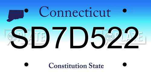 SD7D522 Connecticut License Plate