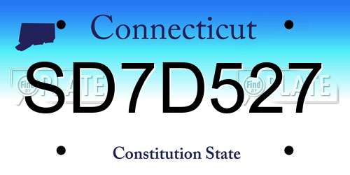 SD7D527 Connecticut License Plate