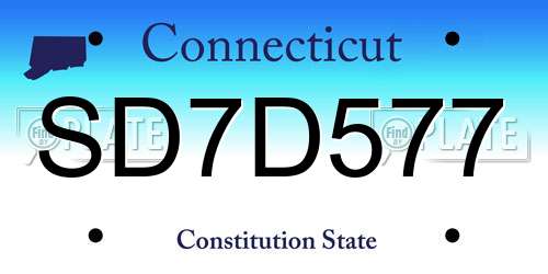 SD7D577 Connecticut License Plate
